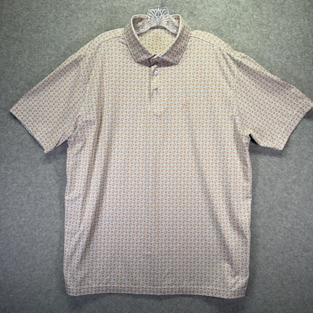 Rhoback Polo Shirt Mens XL White Cocktail Drink Print Golf Performance Stretch